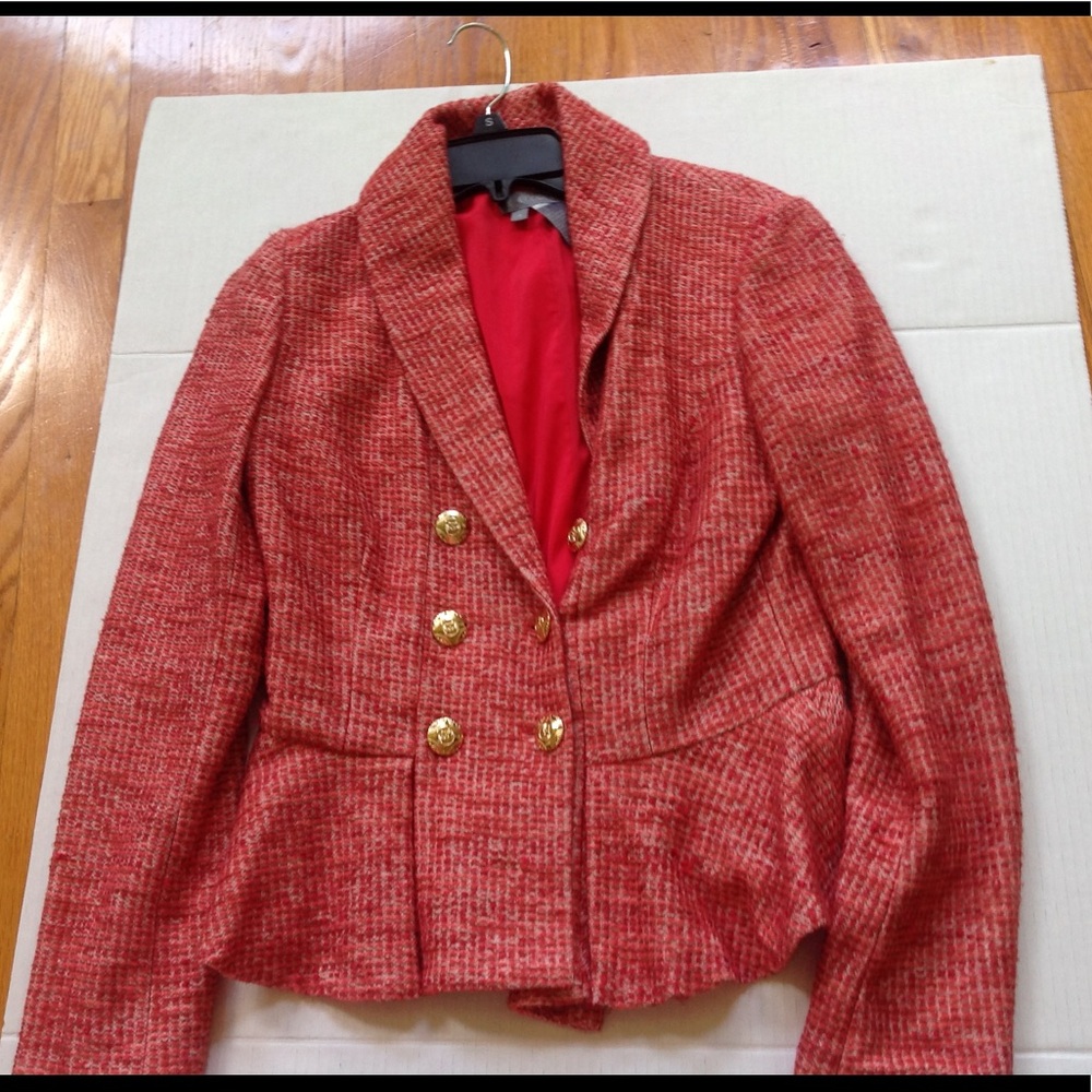 Eccoi Pink Brass Button Cropped Blazer